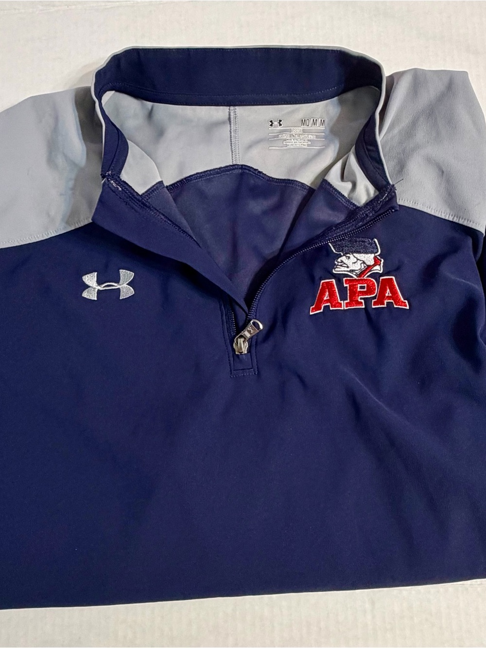 Under Armour Men's Navy and Light Gray Quarter-Zip Rash Guard with APA Patch